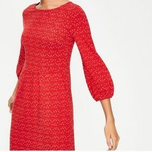 Boden Womens Odelia Dress Red Geometric Stars Midi Patriotic US 10L